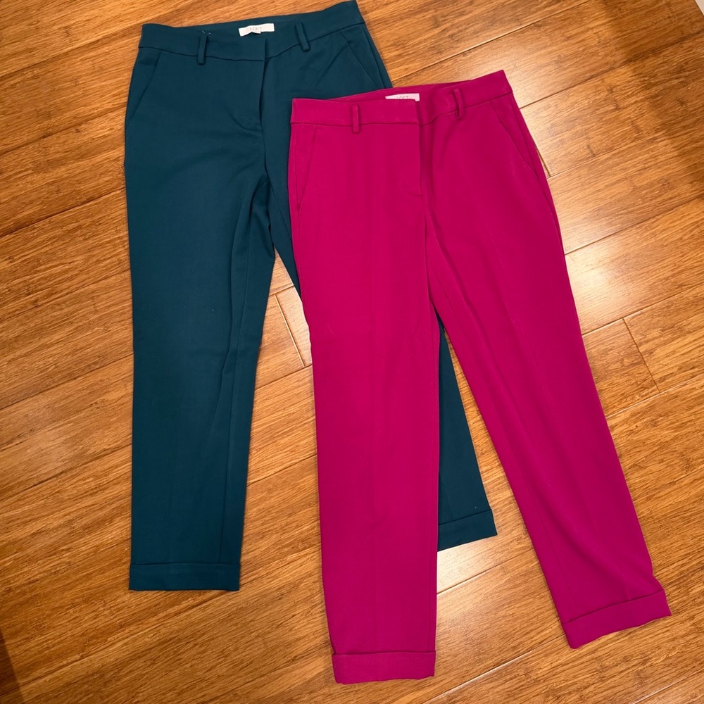 LOFT Women's Casual Pants in Teal and Magenta
